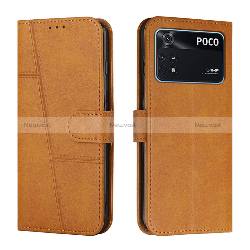 Leather Case Stands Flip Cover Holder Y01X for Xiaomi Poco M4 Pro 4G