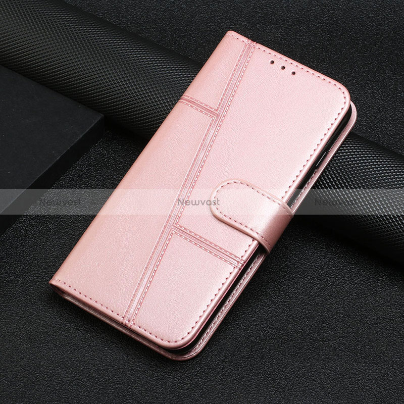 Leather Case Stands Flip Cover Holder Y01X for Xiaomi Poco X5 Pro 5G Rose Gold