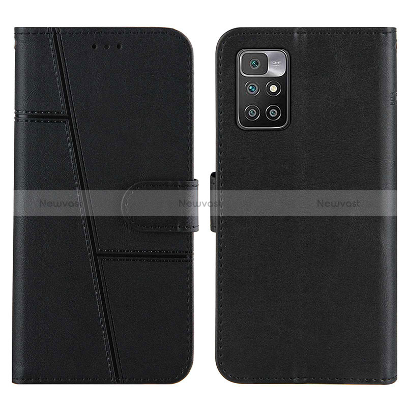 Leather Case Stands Flip Cover Holder Y01X for Xiaomi Redmi 10 4G Black