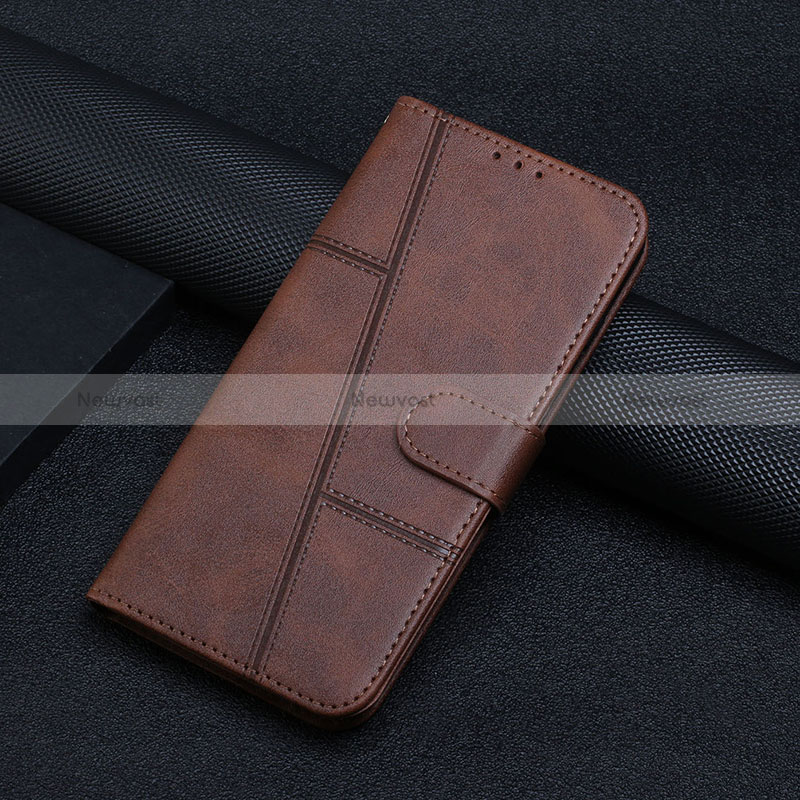 Leather Case Stands Flip Cover Holder Y01X for Xiaomi Redmi 11A 4G Brown