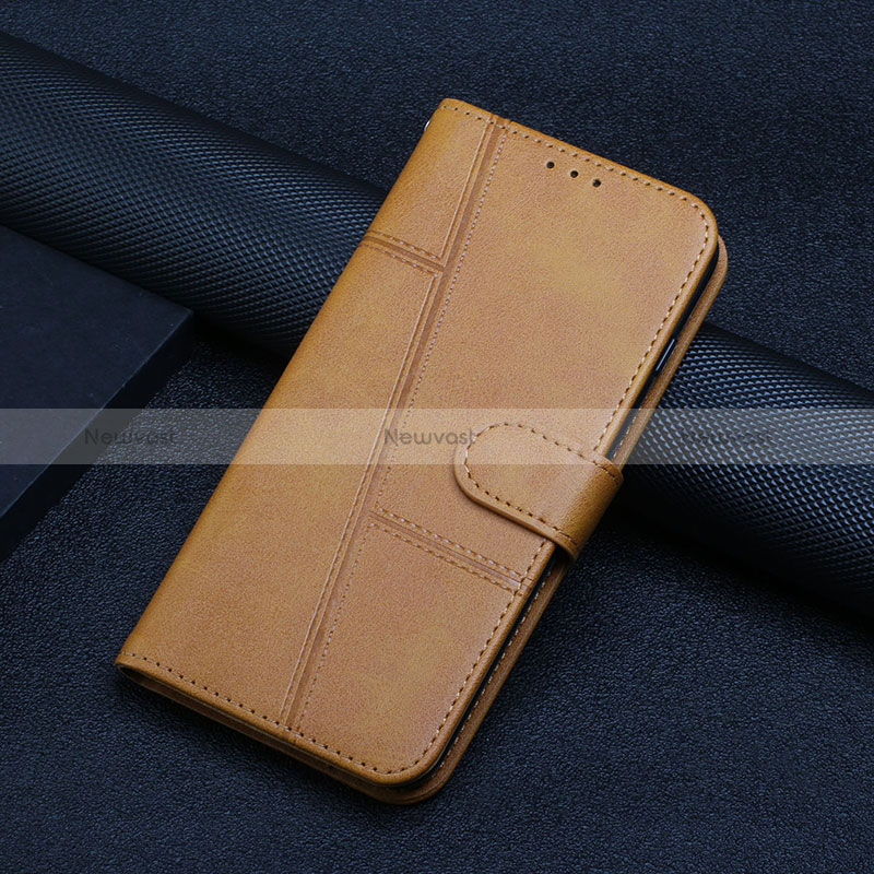 Leather Case Stands Flip Cover Holder Y01X for Xiaomi Redmi 11A 4G Light Brown