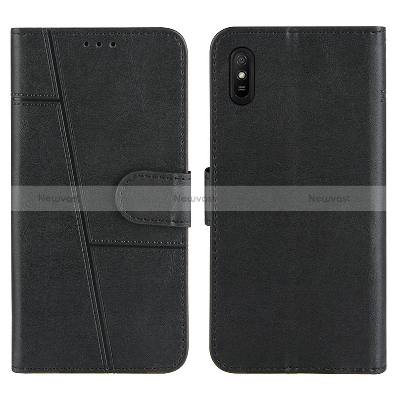 Leather Case Stands Flip Cover Holder Y01X for Xiaomi Redmi 9A Black