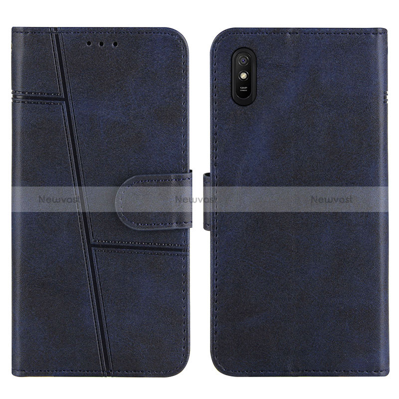 Leather Case Stands Flip Cover Holder Y01X for Xiaomi Redmi 9i Blue