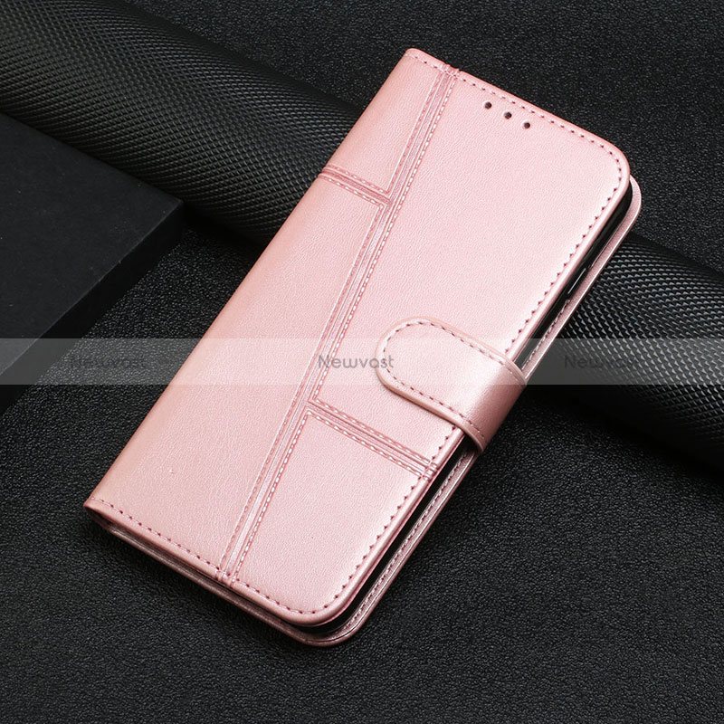 Leather Case Stands Flip Cover Holder Y01X for Xiaomi Redmi A1 Plus Rose Gold