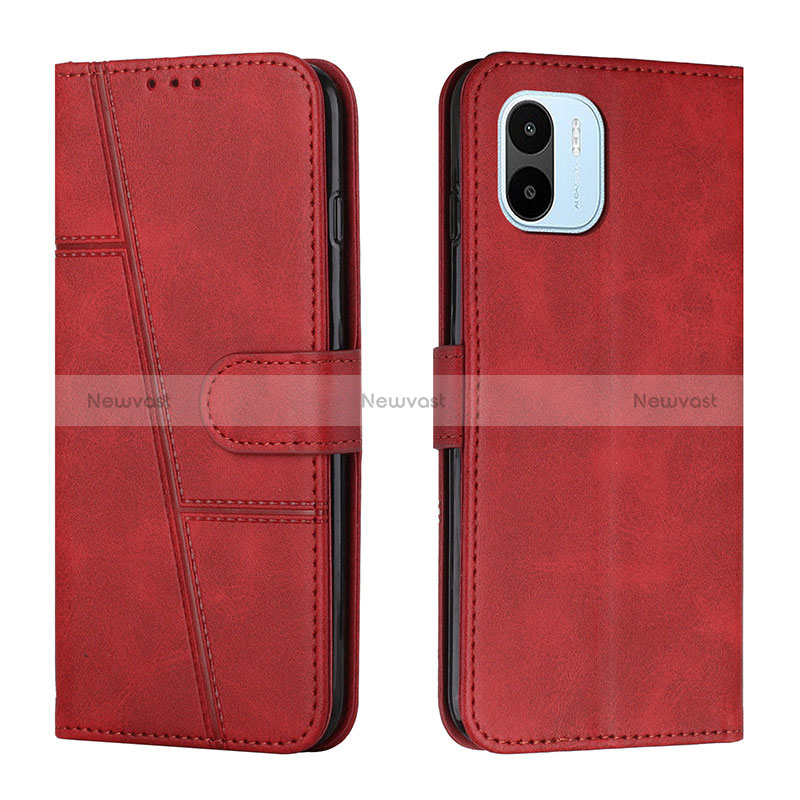 Leather Case Stands Flip Cover Holder Y01X for Xiaomi Redmi A2 Plus Red