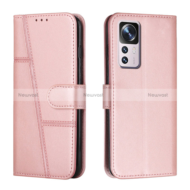 Leather Case Stands Flip Cover Holder Y01X for Xiaomi Redmi K50 Ultra 5G Rose Gold