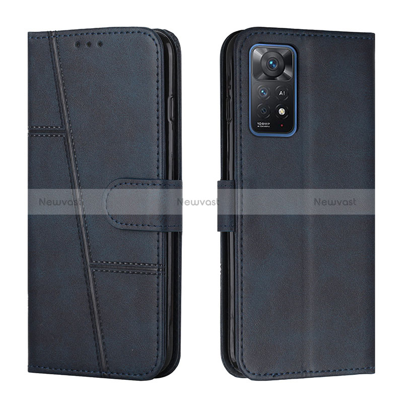 Leather Case Stands Flip Cover Holder Y01X for Xiaomi Redmi Note 11 Pro 5G Blue