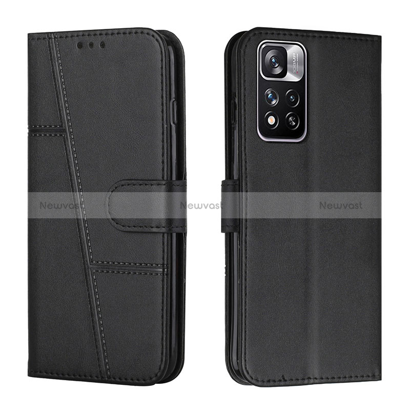 Leather Case Stands Flip Cover Holder Y01X for Xiaomi Redmi Note 11 Pro+ Plus 5G Black