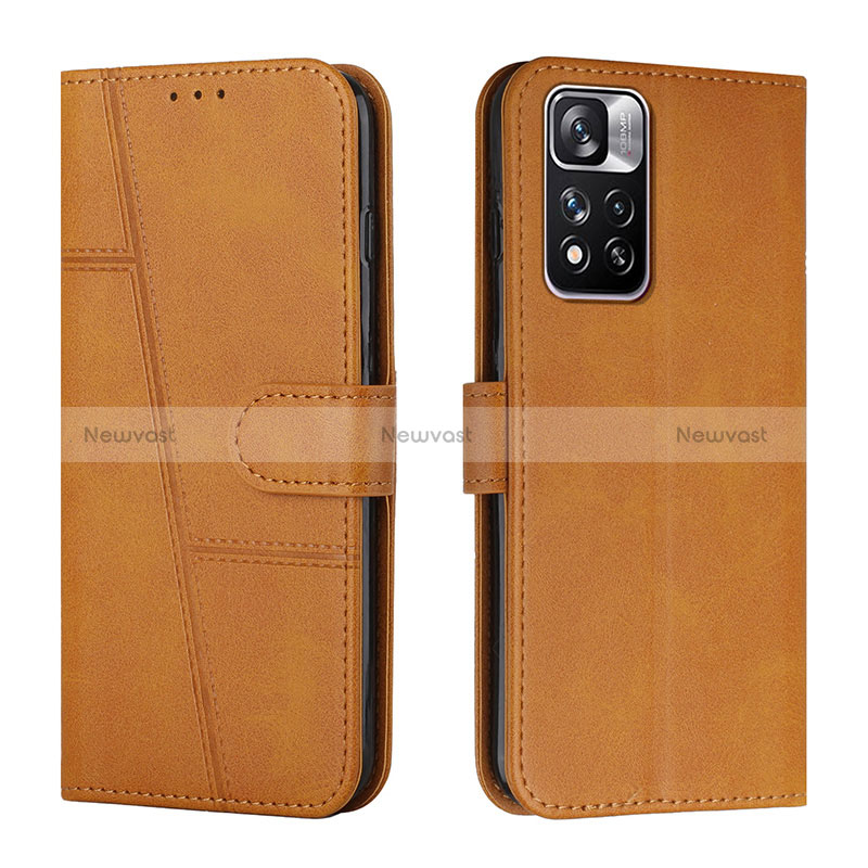 Leather Case Stands Flip Cover Holder Y01X for Xiaomi Redmi Note 11 Pro+ Plus 5G Light Brown