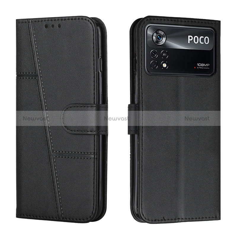 Leather Case Stands Flip Cover Holder Y01X for Xiaomi Redmi Note 11E Pro 5G Black