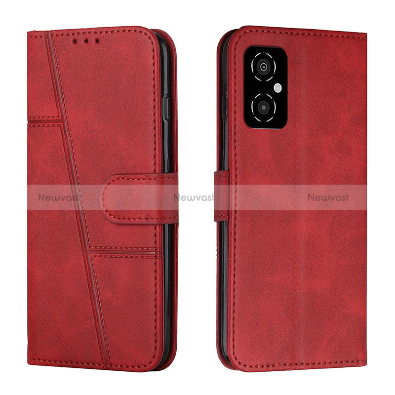 Leather Case Stands Flip Cover Holder Y01X for Xiaomi Redmi Note 11R 5G Red