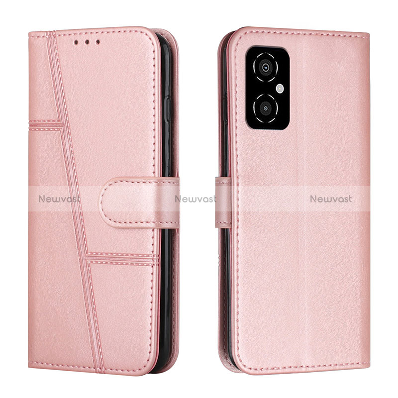 Leather Case Stands Flip Cover Holder Y01X for Xiaomi Redmi Note 11R 5G Rose Gold