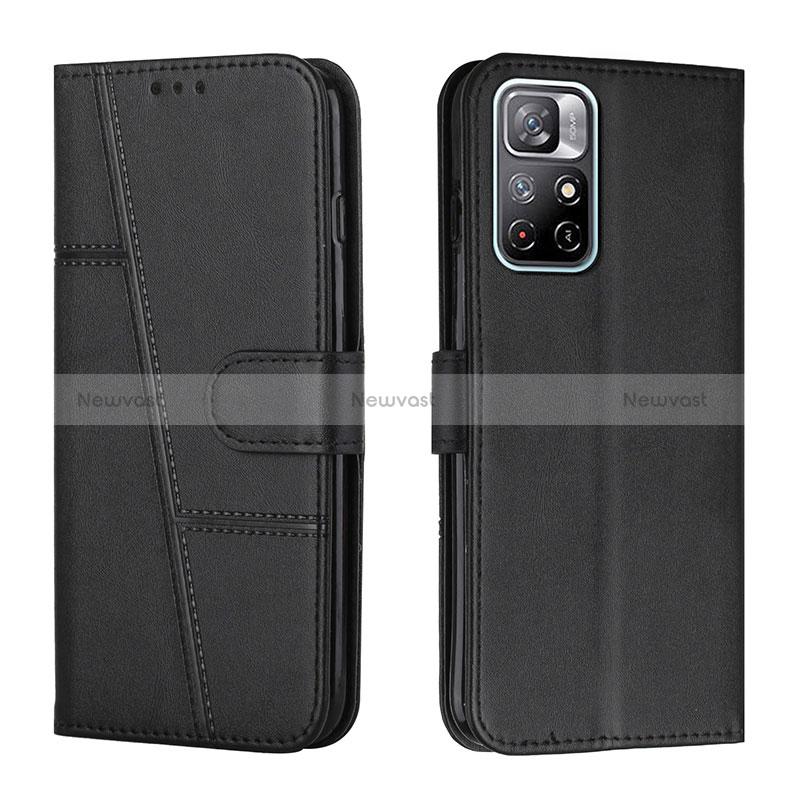 Leather Case Stands Flip Cover Holder Y01X for Xiaomi Redmi Note 11S 5G Black