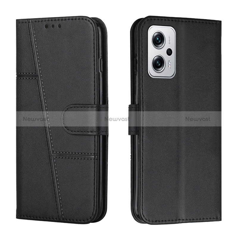 Leather Case Stands Flip Cover Holder Y01X for Xiaomi Redmi Note 11T Pro+ Plus 5G Black