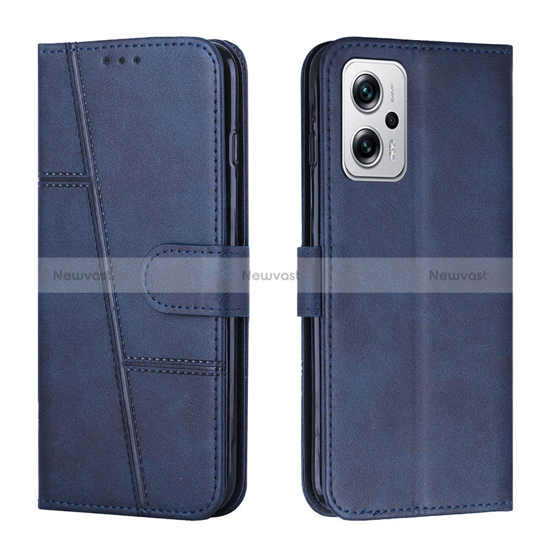 Leather Case Stands Flip Cover Holder Y01X for Xiaomi Redmi Note 11T Pro+ Plus 5G Blue