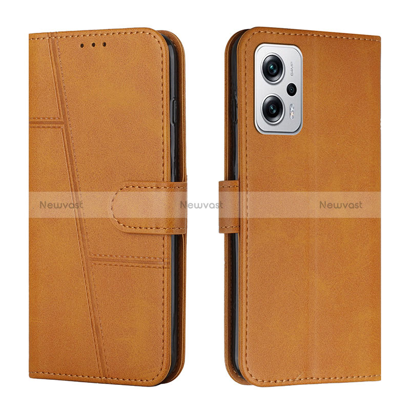 Leather Case Stands Flip Cover Holder Y01X for Xiaomi Redmi Note 11T Pro+ Plus 5G Light Brown