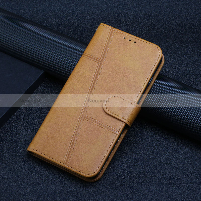 Leather Case Stands Flip Cover Holder Y01X for Xiaomi Redmi Note 12 Pro 5G Light Brown