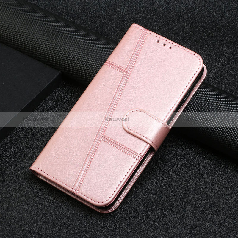 Leather Case Stands Flip Cover Holder Y01X for Xiaomi Redmi Note 12 Pro 5G Rose Gold