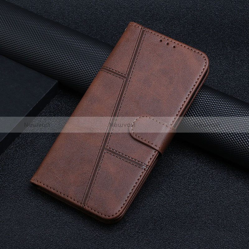 Leather Case Stands Flip Cover Holder Y01X for Xiaomi Redmi Note 12 Pro Speed 5G Brown