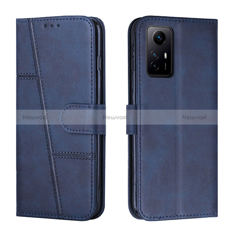 Leather Case Stands Flip Cover Holder Y01X for Xiaomi Redmi Note 12S Blue