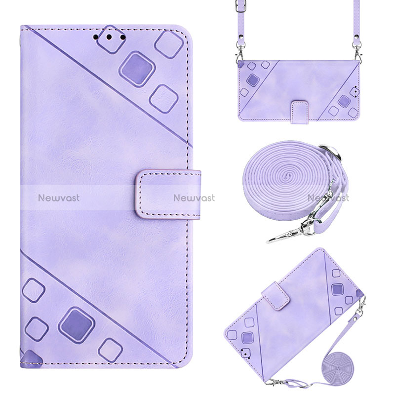 Leather Case Stands Flip Cover Holder Y02B for Huawei Honor 70 5G Purple