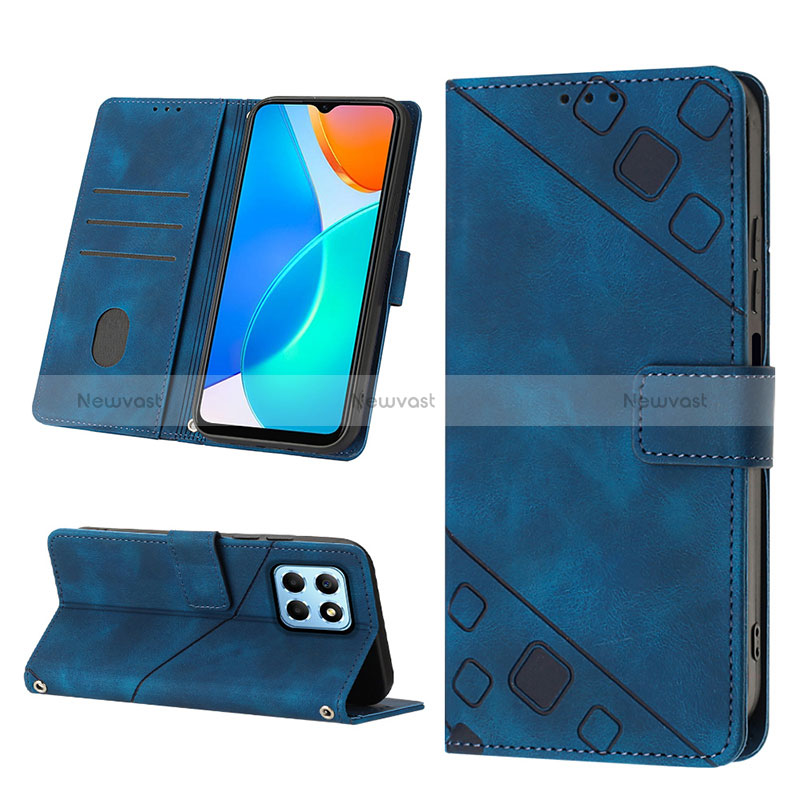 Leather Case Stands Flip Cover Holder Y02B for Huawei Honor X6 5G