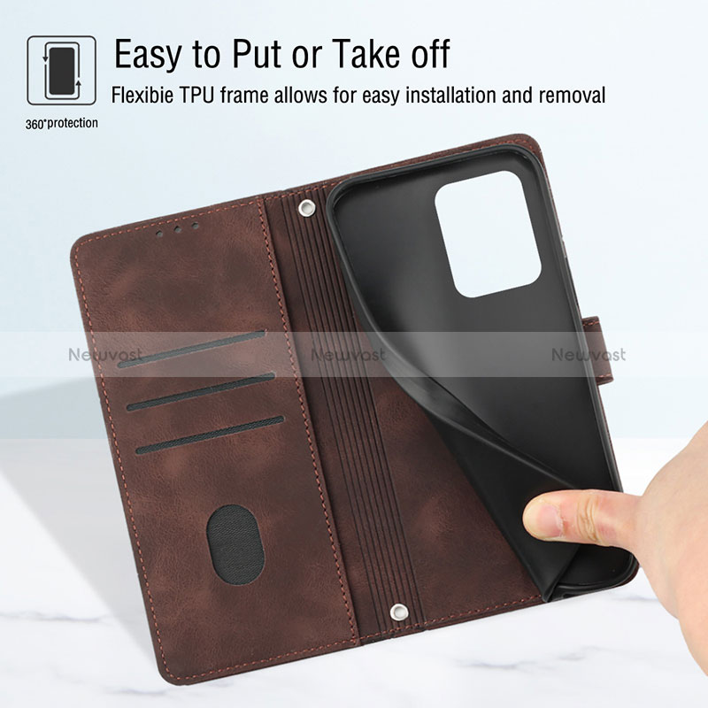 Leather Case Stands Flip Cover Holder Y02B for Huawei Honor X7a