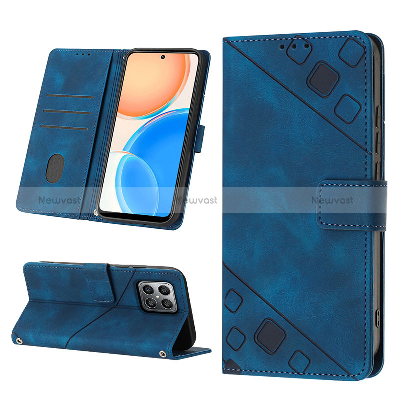 Leather Case Stands Flip Cover Holder Y02B for Huawei Honor X8 4G