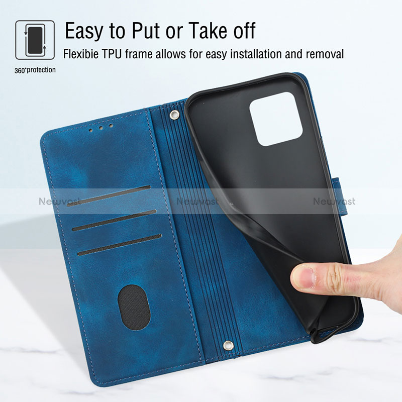 Leather Case Stands Flip Cover Holder Y02B for Huawei Honor X8 4G