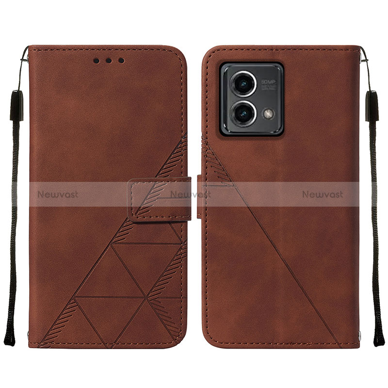 Leather Case Stands Flip Cover Holder Y02B for Motorola Moto G Stylus (2023) 4G Brown