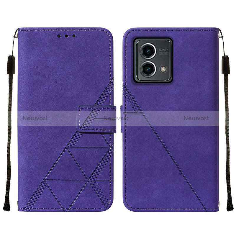 Leather Case Stands Flip Cover Holder Y02B for Motorola Moto G Stylus (2023) 4G Purple