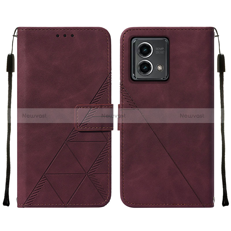 Leather Case Stands Flip Cover Holder Y02B for Motorola Moto G Stylus (2023) 4G Red Wine