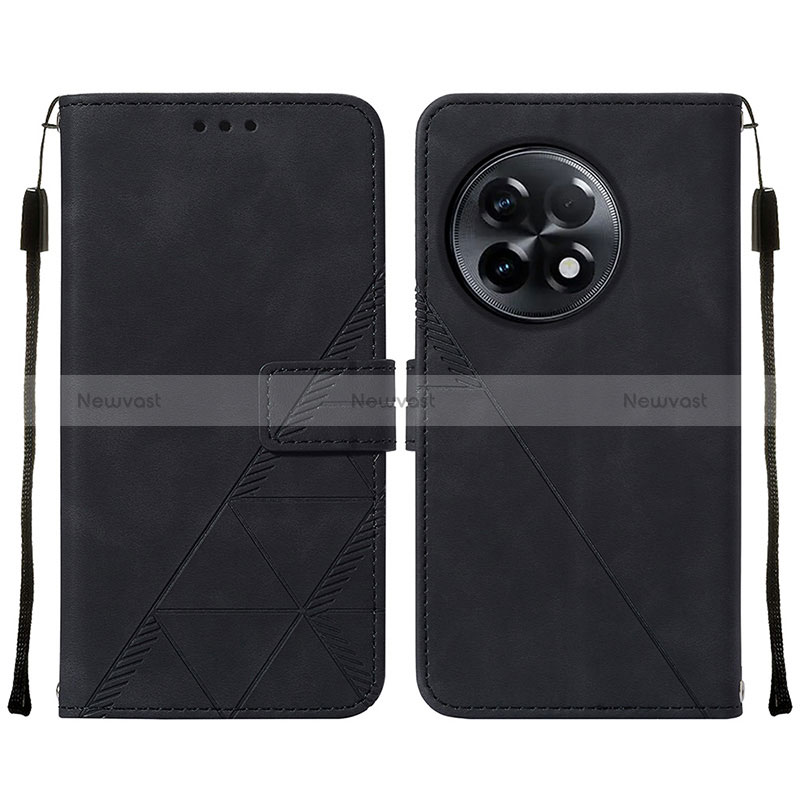 Leather Case Stands Flip Cover Holder Y02B for OnePlus Ace 2 5G Black