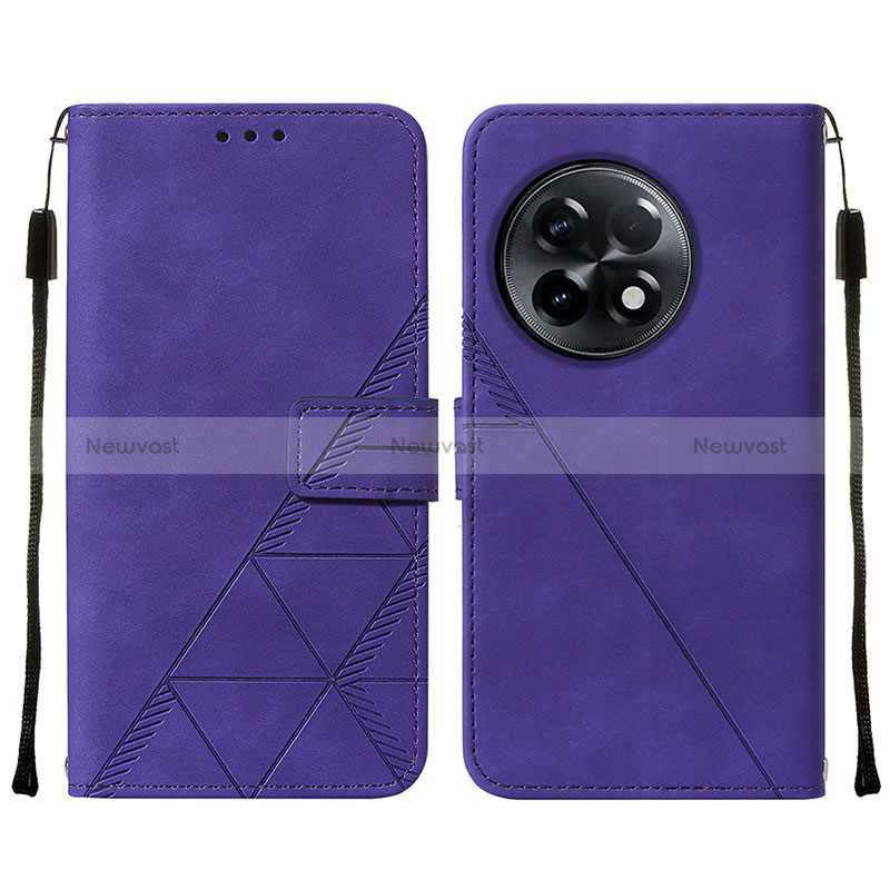 Leather Case Stands Flip Cover Holder Y02B for OnePlus Ace 2 5G Purple