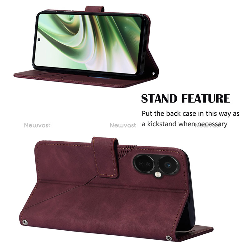 Leather Case Stands Flip Cover Holder Y02B for OnePlus Nord CE 3 5G