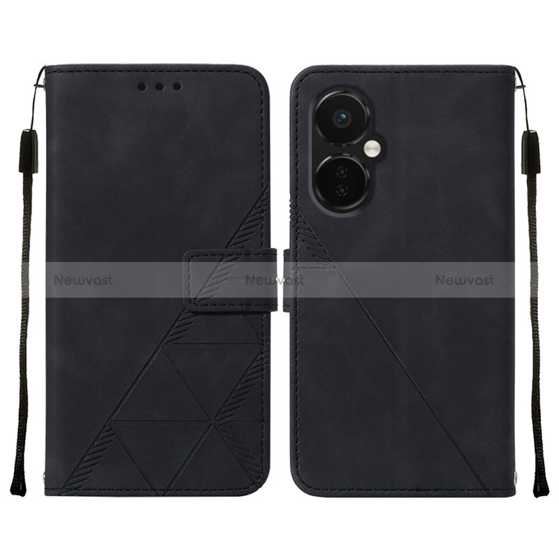 Leather Case Stands Flip Cover Holder Y02B for OnePlus Nord CE 3 5G Black