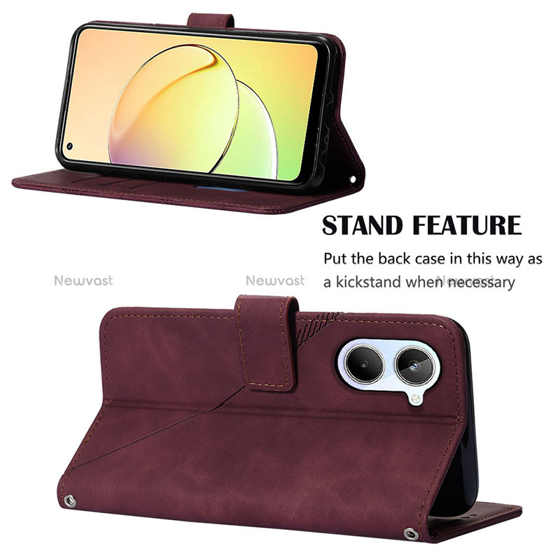 Leather Case Stands Flip Cover Holder Y02B for Realme 10 4G