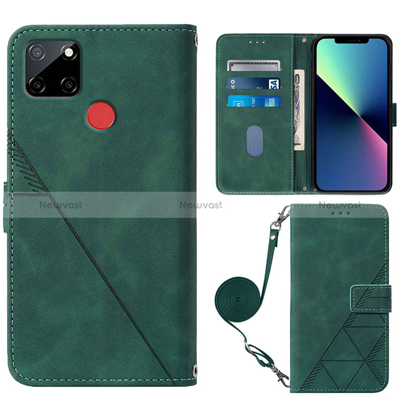 Leather Case Stands Flip Cover Holder Y02B for Realme 7i RMX2193 Green