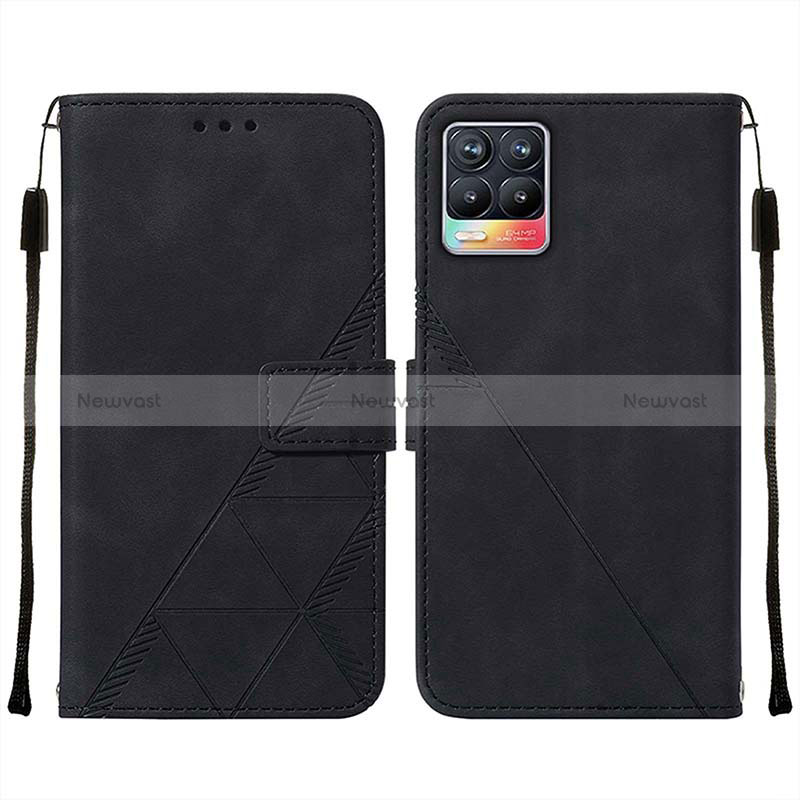 Leather Case Stands Flip Cover Holder Y02B for Realme 8 Pro Black