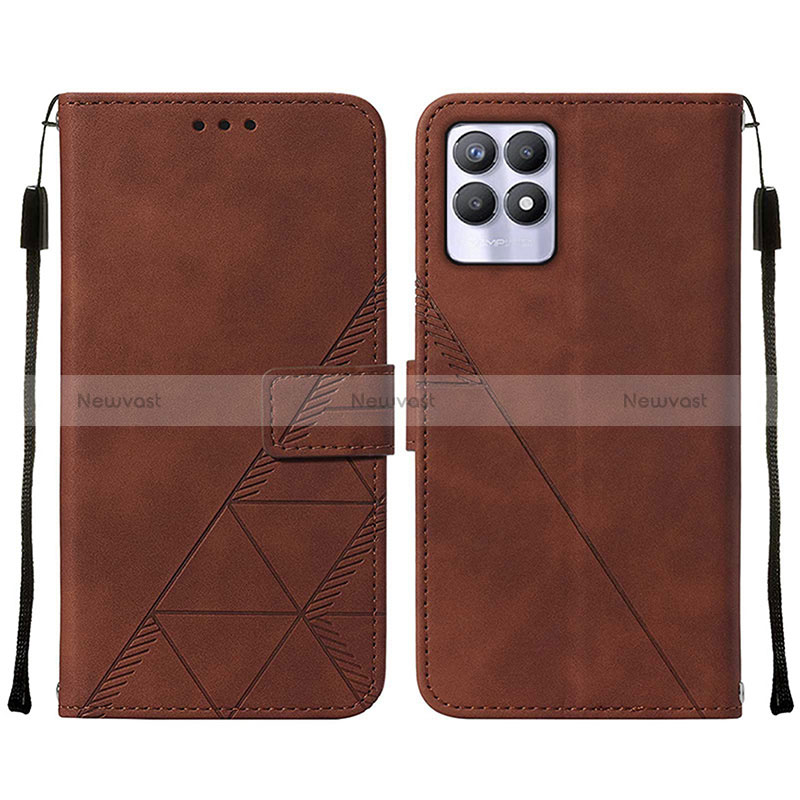 Leather Case Stands Flip Cover Holder Y02B for Realme 8i