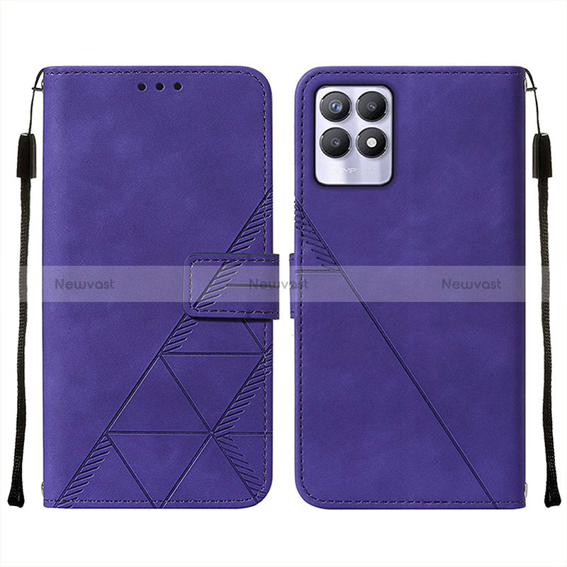 Leather Case Stands Flip Cover Holder Y02B for Realme 8i Purple