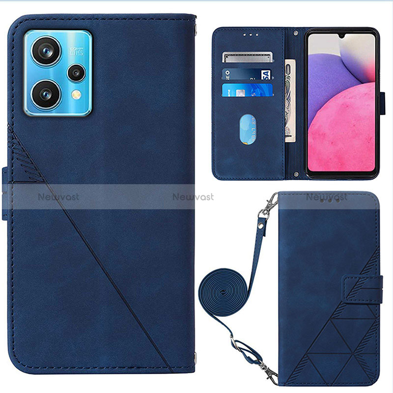 Leather Case Stands Flip Cover Holder Y02B for Realme 9 4G Blue