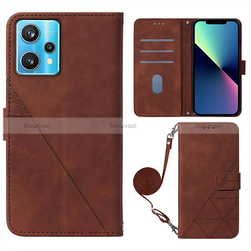 Leather Case Stands Flip Cover Holder Y02B for Realme 9 Pro 5G Brown