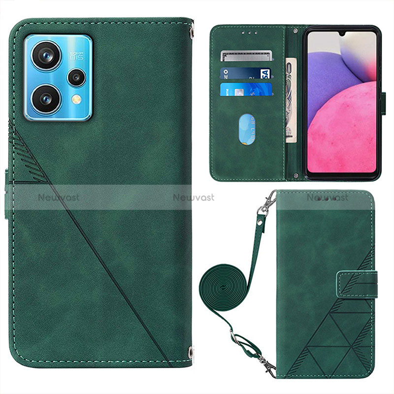 Leather Case Stands Flip Cover Holder Y02B for Realme 9 Pro+ Plus 5G Green