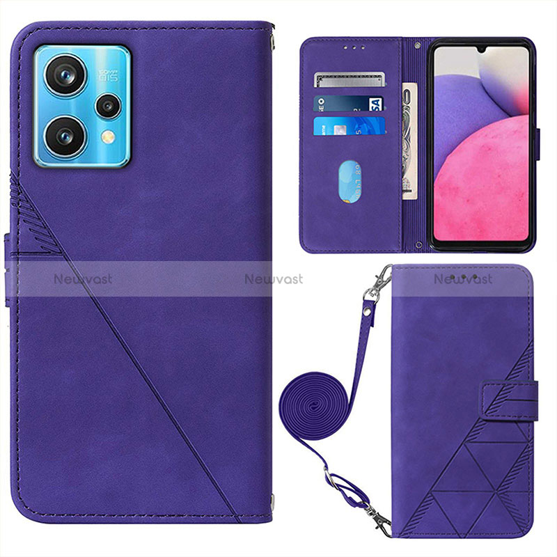Leather Case Stands Flip Cover Holder Y02B for Realme 9 Pro+ Plus 5G Purple