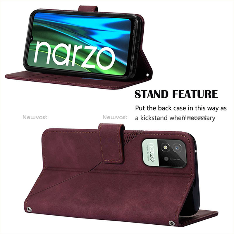 Leather Case Stands Flip Cover Holder Y02B for Realme C20A