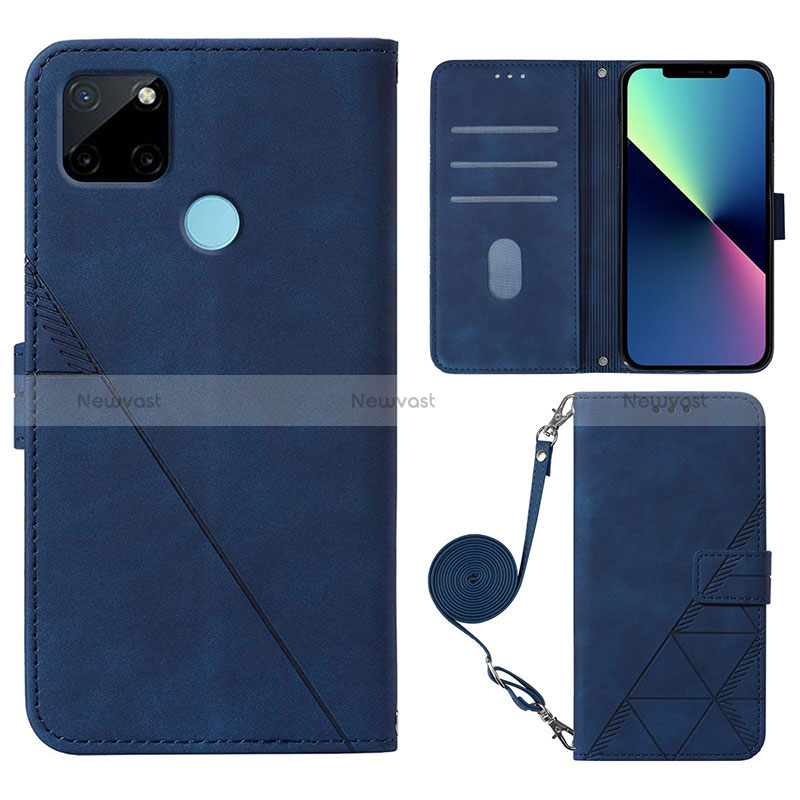 Leather Case Stands Flip Cover Holder Y02B for Realme C25Y India Blue