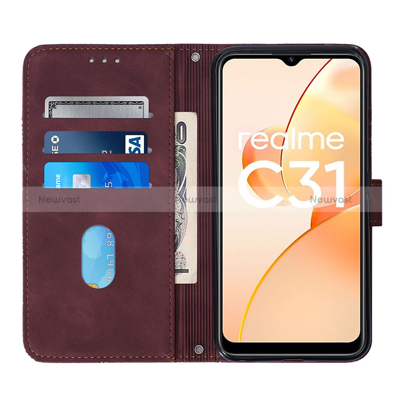 Leather Case Stands Flip Cover Holder Y02B for Realme C31