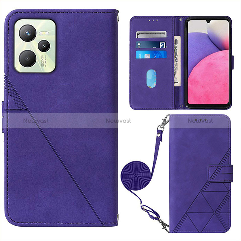 Leather Case Stands Flip Cover Holder Y02B for Realme C35