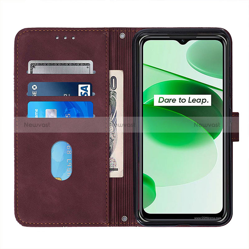 Leather Case Stands Flip Cover Holder Y02B for Realme C35